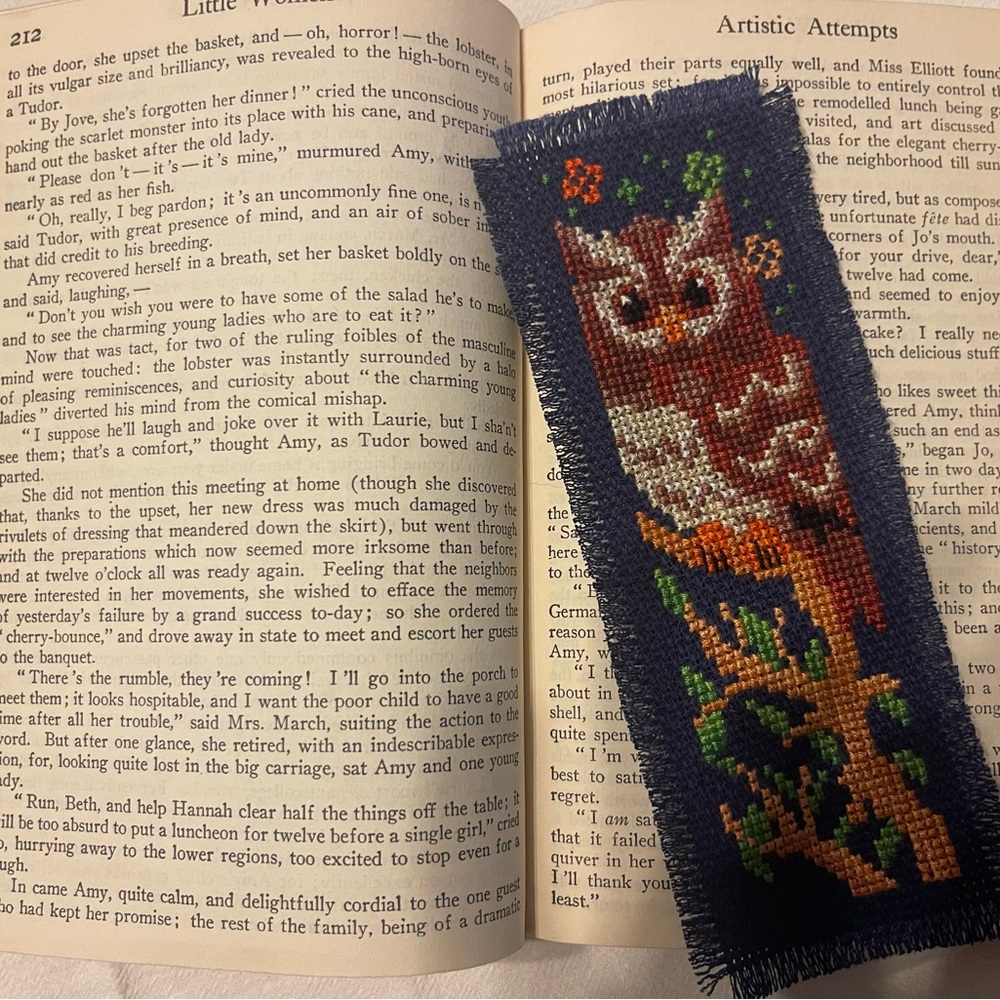 Handmade Owl Cross-Stitch Bookmark